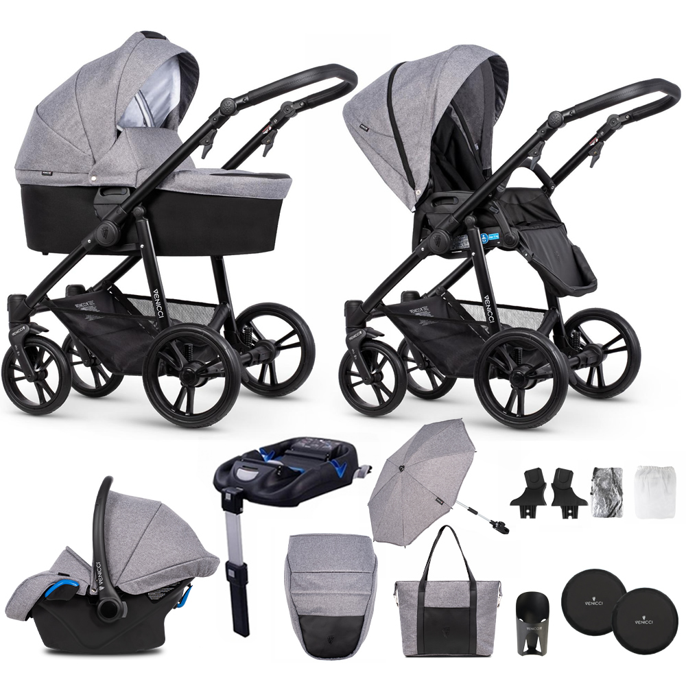 Venicci Genesis 3 in 1 Travel System Bundle Isofix Base FREE